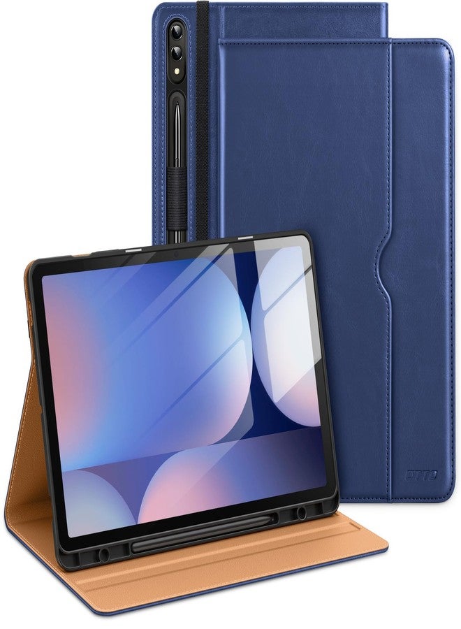 DTTO for Samsung Galaxy Tab S10 Plus 2024 / S9 Plus / S9 FE Plus 5G Case 12.4 Inch 2023, Premium Leather Business Folio Cover with S Pen Holder&Hand Strap for Galaxy Tab S10+/S9+/S9 FE+, Navy Blue - Image 1